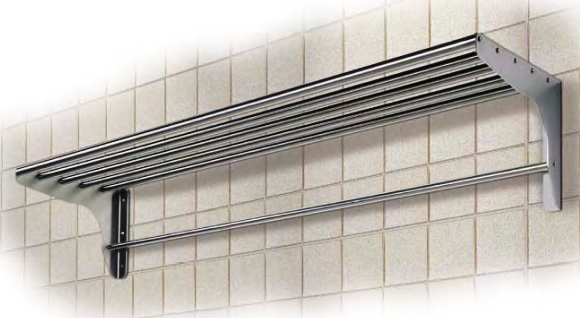 estanterias de acero inoxidable tipo escurreplatos y barra colgadora de utensilios